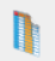 A blurry image of a blue and orange striped building
Description automatically generated